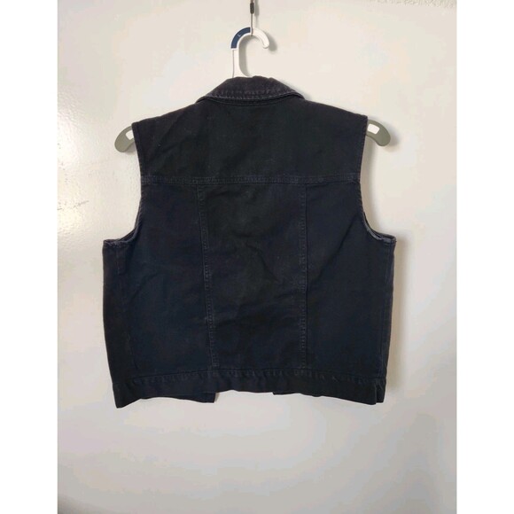Green Field Denim Vest Womens Button Up Country Western Jean Black USA Size M? - Picture 2 of 6